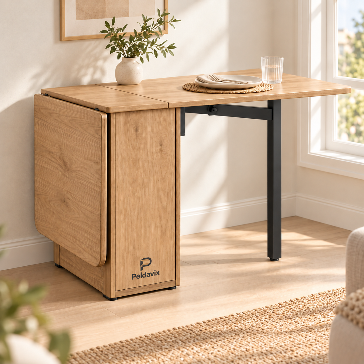 Peldavix SpaceWise Drop-Leaf Dining Console Table