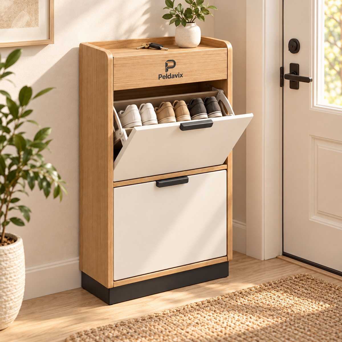 Peldavix Everyday Storage Slim 2-Compartment Shoe Cabinet