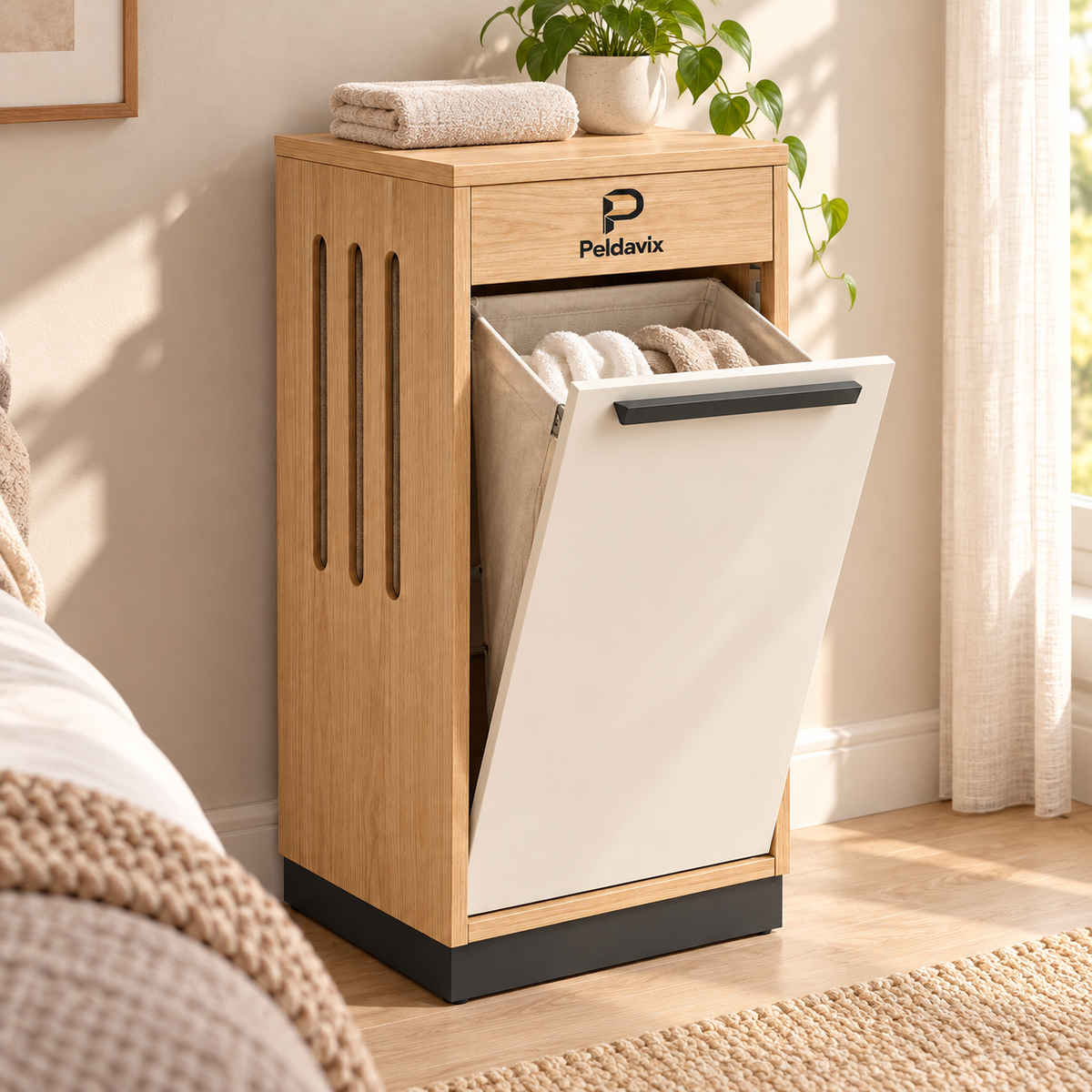 Peldavix Everyday Storage Slim Tilt-Out Laundry Hamper Cabinet