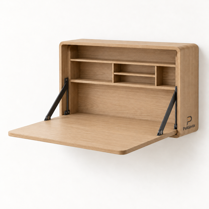 Peldavix SpaceWise Wall-Mounted Fold-Down Desk with Organizer Shelves