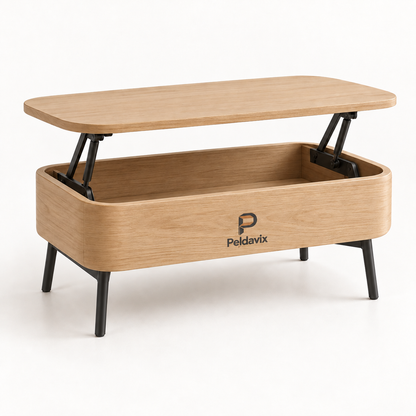 Peldavix SpaceWise Lift-Top Coffee Table with Hidden Storage
