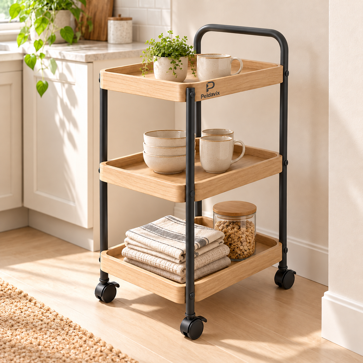 Peldavix SpaceWise Slim 3-Tier Rolling Storage Cart
